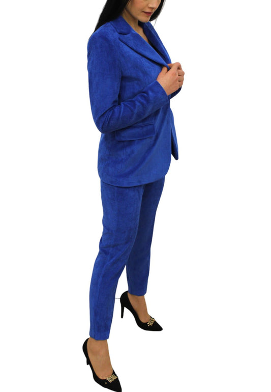 Abito Completo Donna White Wise Tailleur Monopetto In Velluto A Coste  WW18417
