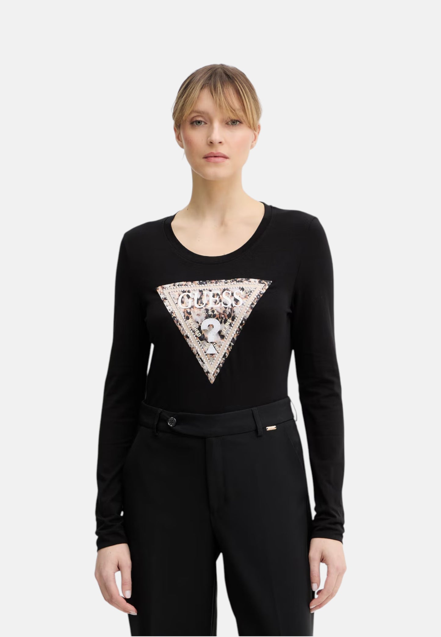 T-Shirt Manica lunga Donna Guess  Leo Triangle W6RI33J1314