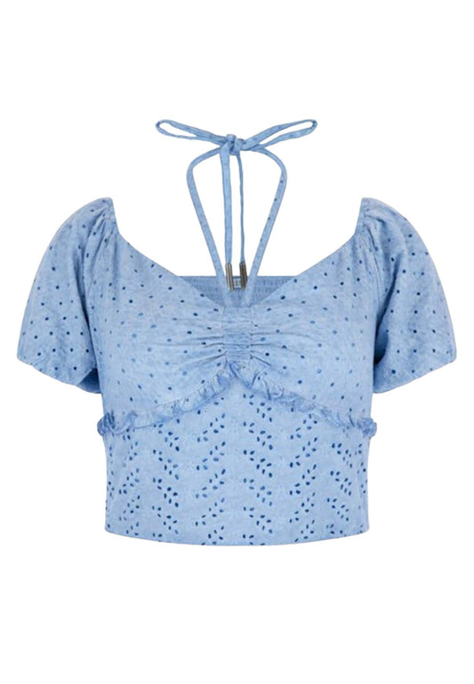 Top Manica Corta Donna Guess  Aini Cropped W3GP16KALQ0