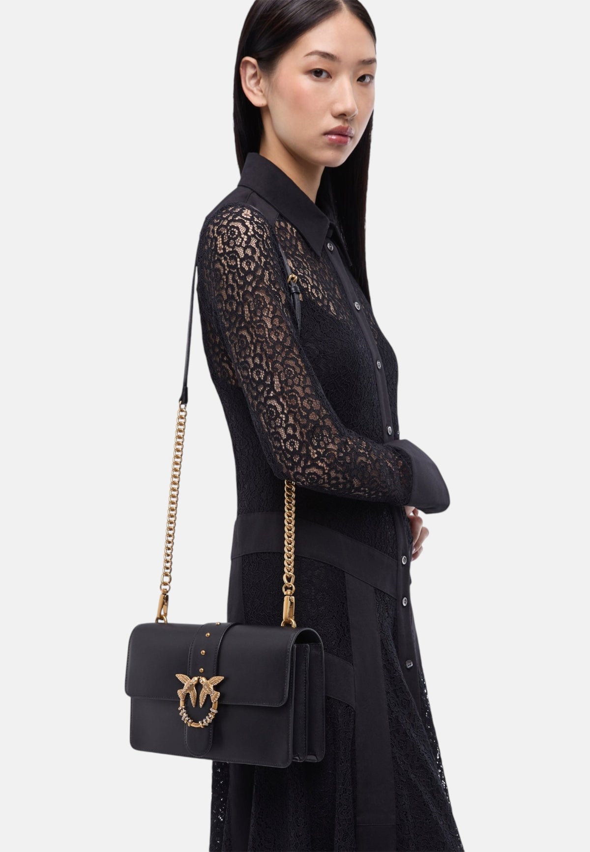 Borsa A Tracolla Donna Pinko Pelle di vitello, nuova fibbia Love Birds, pattina, tracolla a catena, misure 27 x 7 x 16 cm Love One Classic New Buckle 107070A0F1