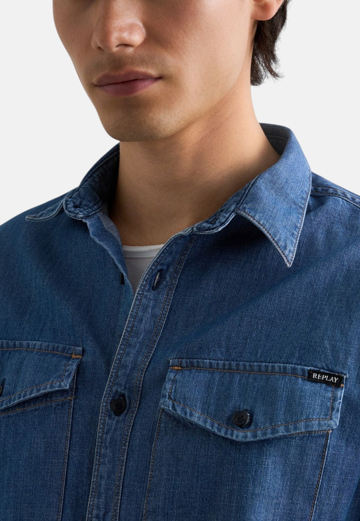Camicia Manica lunga Uomo Replay In Denim Di Cotone  M4124 .000.860 B06
