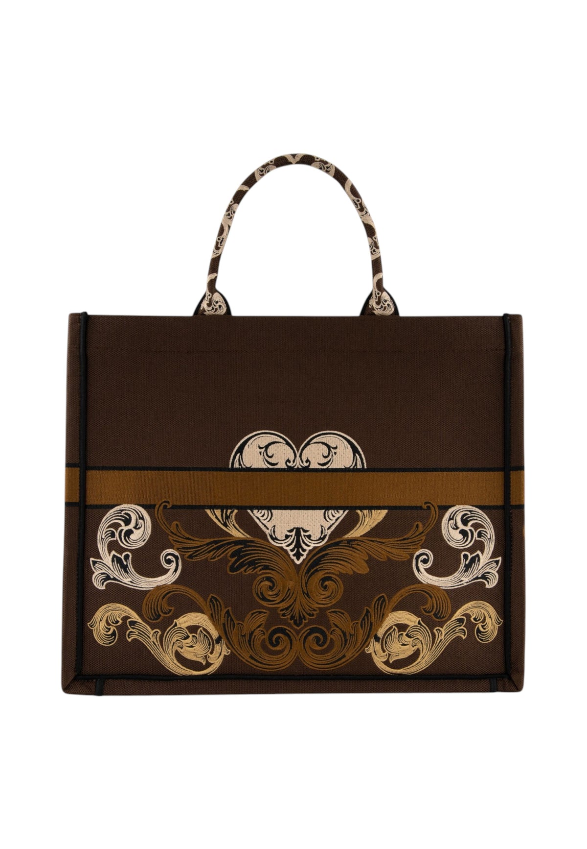 Borsa A Mano Donna Braccialini Tote, Doppio con tracolla removibile e regolabile, Con pochette interna removibile, Stampa ramage con motivo ornamentale, Dimensioni: 41.5 x 18 x 34 Cm Queen B19280TY