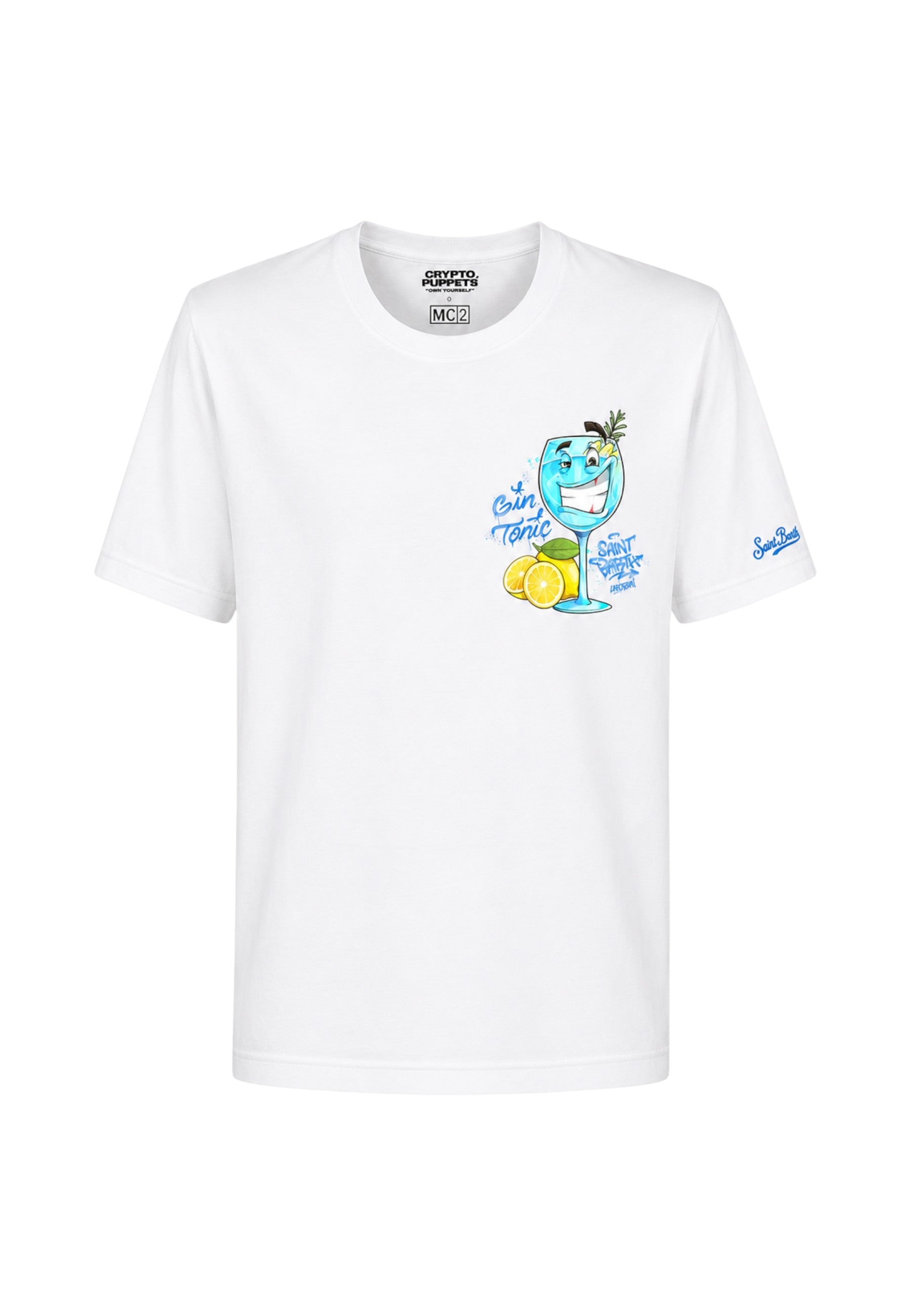 T-Shirt Manica Corta Uomo Mc2 Saint Barth Stampa/Ricamo Fronte E Retro Cpt Gin Tonic Portland PRL0002