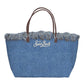 Borsa A Spalla Donna Mc2 Saint Barth Denim City Bag Mid Fringe CBMF001
