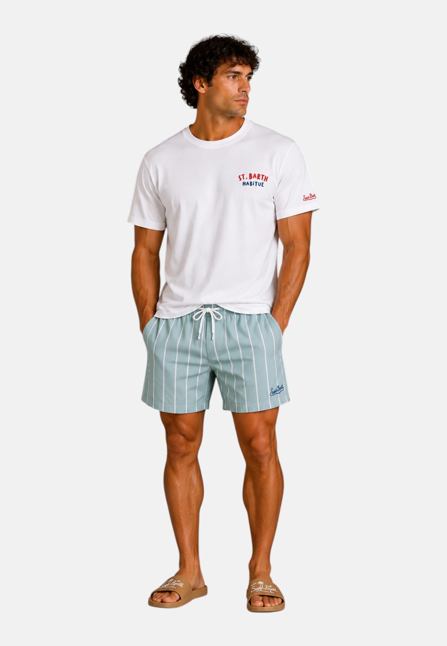 T-Shirt Manica Corta Uomo Mc2 Saint Barth Stampa/Ricamo Fronte E Retro St Barth Summer Emb Portland PRL0002