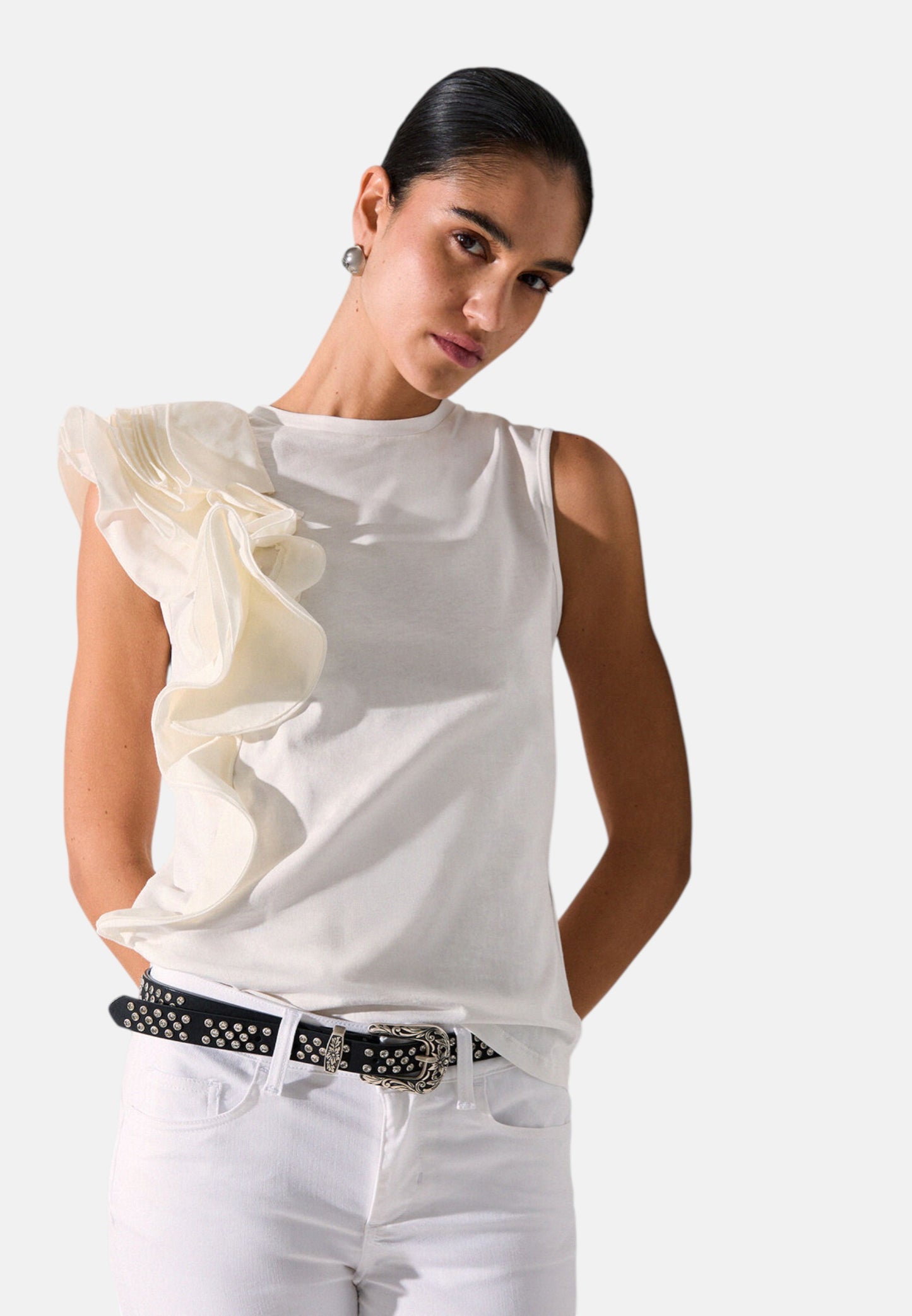 T-Shirt Manica Corta Donna Liu Jo Con Volant  CA6385J6308