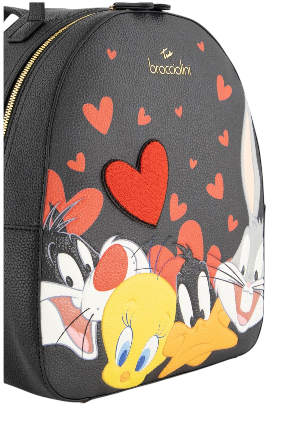 Zaino  Donna Braccialini Zaino compatto, Singolo con tracolle regolabili, Chiusura con zip, Due tasche interne, una con zip e una aperta, Stampa Looney Tunes dedicata all'amicizia, Dimensioni: 27 x 15 x 37 Cm Beth LT Allfriend LT318YY