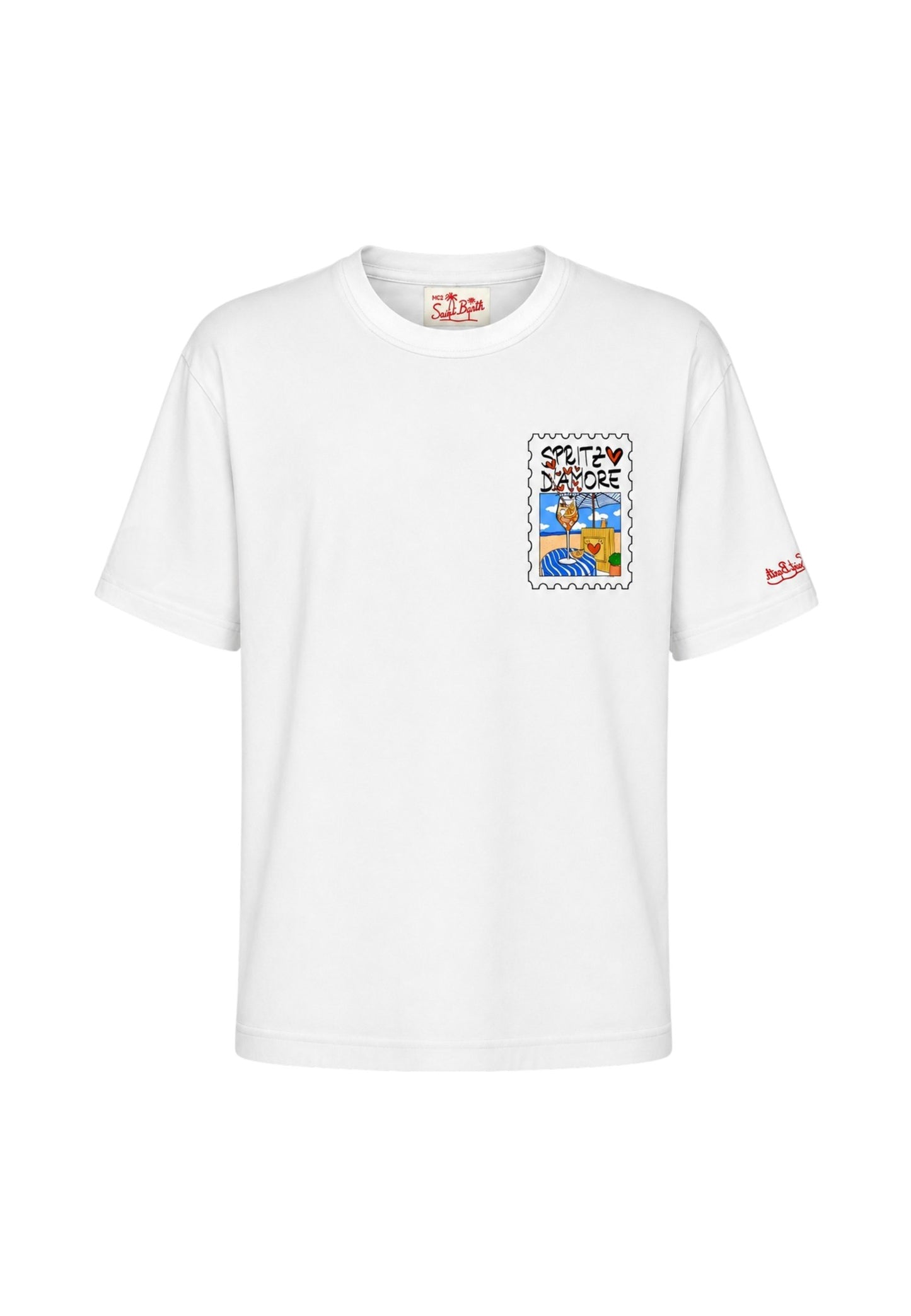 T-Shirt Manica Corta Uomo Mc2 Saint Barth Stampa/Ricamo Fronte E Retro Spritz Amore Portland PRL0002