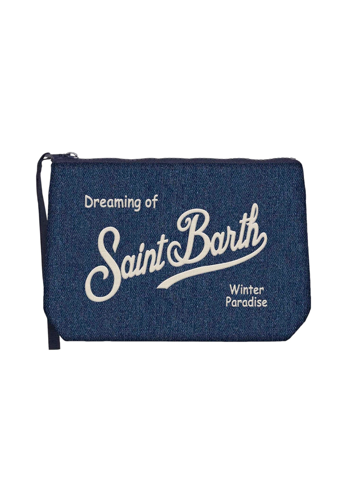 Pochette  Unisex Mc2 Saint Barth Chiusura Con Zip, Laccetto Laterale, Il Logo Saint Barth Sul Davanti Aline Denim W ALI0031-DENIM