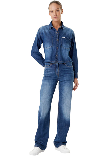 Giacca Jeans Donna Guess  Gj Cropped Denim Shirt W5YH0DD5M8A