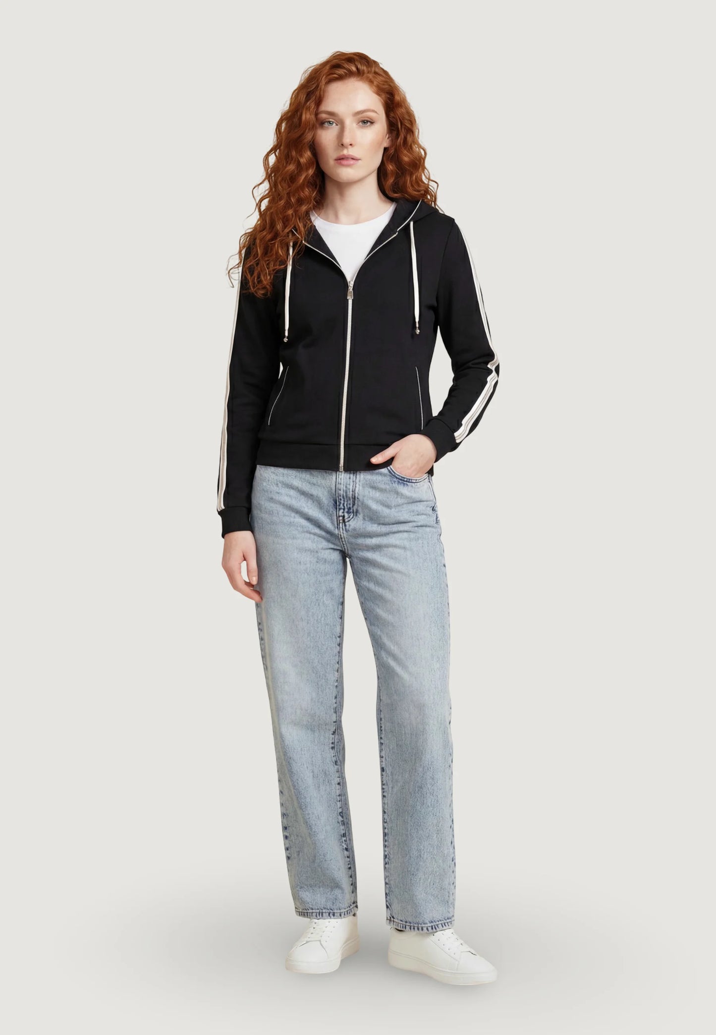 Felpa Con Zip Donna Guess Con Cappuccio Circe V6GQ07K3096