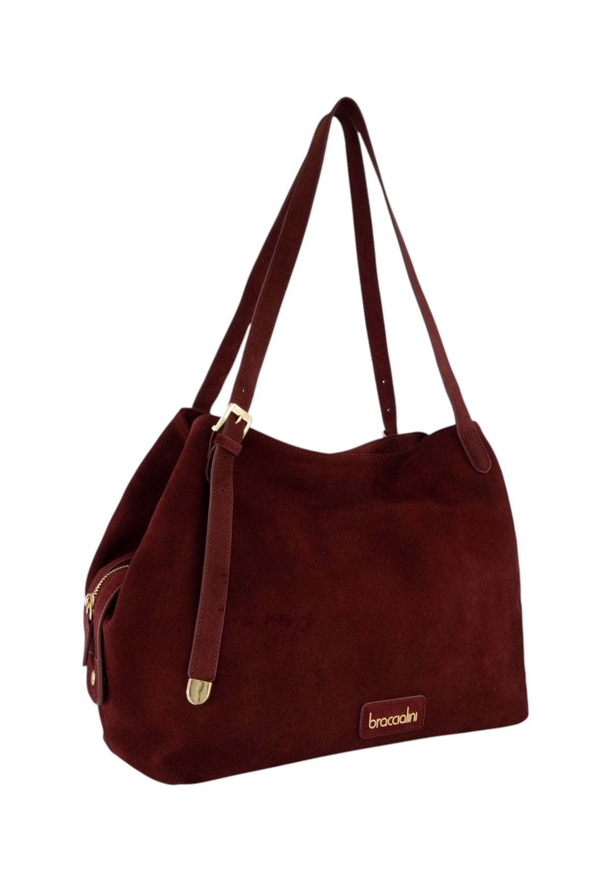 Borsa A Spalla Donna Braccialini Shopper, Manico doppio, Chiusura con zip, Due tasche interne, una con zip e una aperta, Finitura effetto camoscio, Dimensioni: 35 x 15.5 x 30 Cm Sara B19373PP