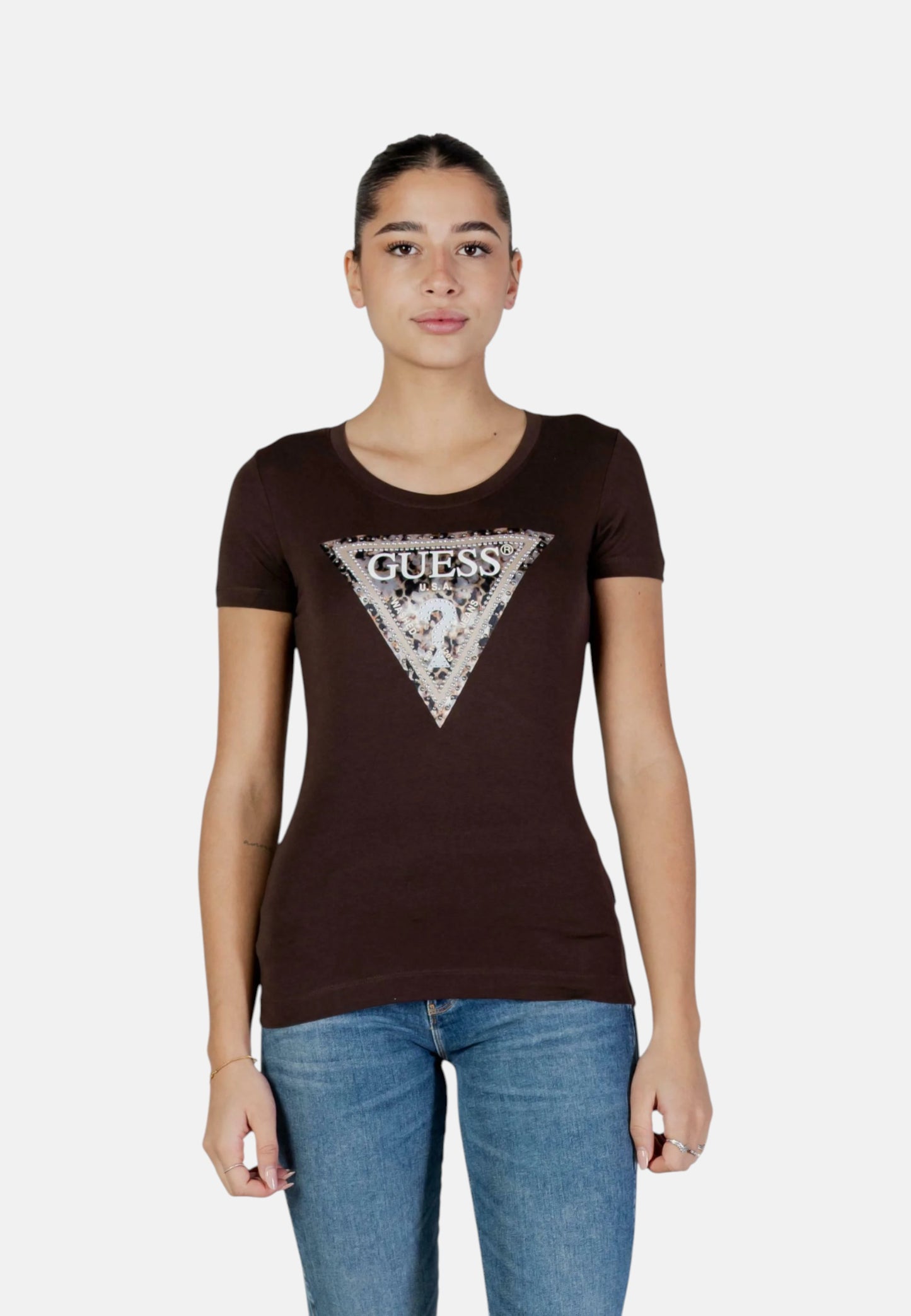T-Shirt Manica Corta Donna Guess  Leo Triangle W6RI32J1314