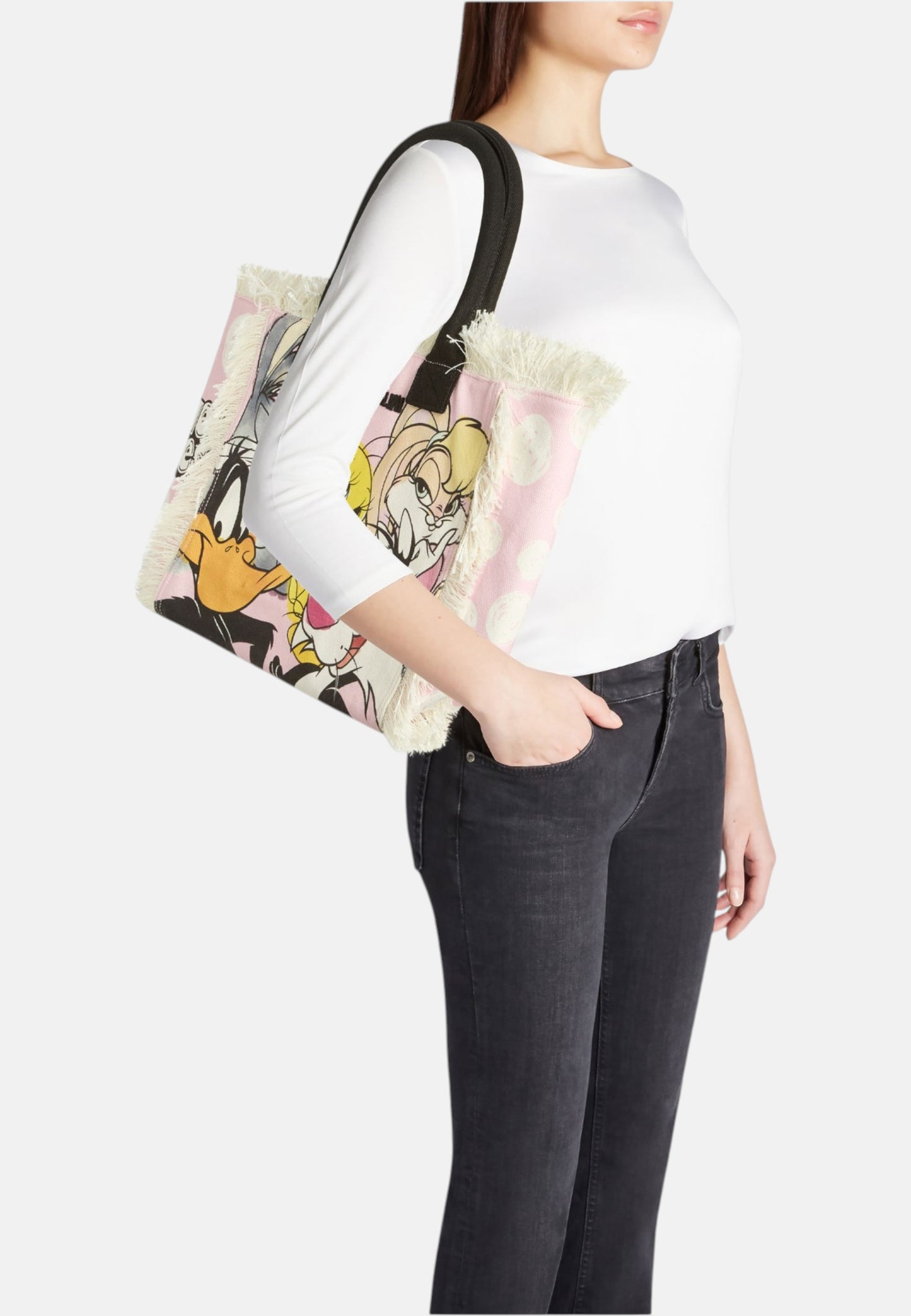 Borsa A Mano Donna Braccialini Summer In Tessuto Canvas Stampa Looney Tunes Summer Special Lt LT270TC
