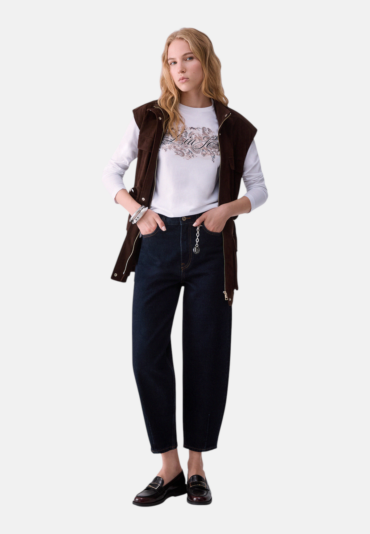 T-Shirt Manica lunga Donna Liu Jo Skinny Fit Con logo LiuJo e Stampa  WF6448JS923