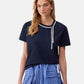 T-Shirt Manica Corta Donna Liu Jo Oversize Con Catena Strass Eco Line CA6167JS088