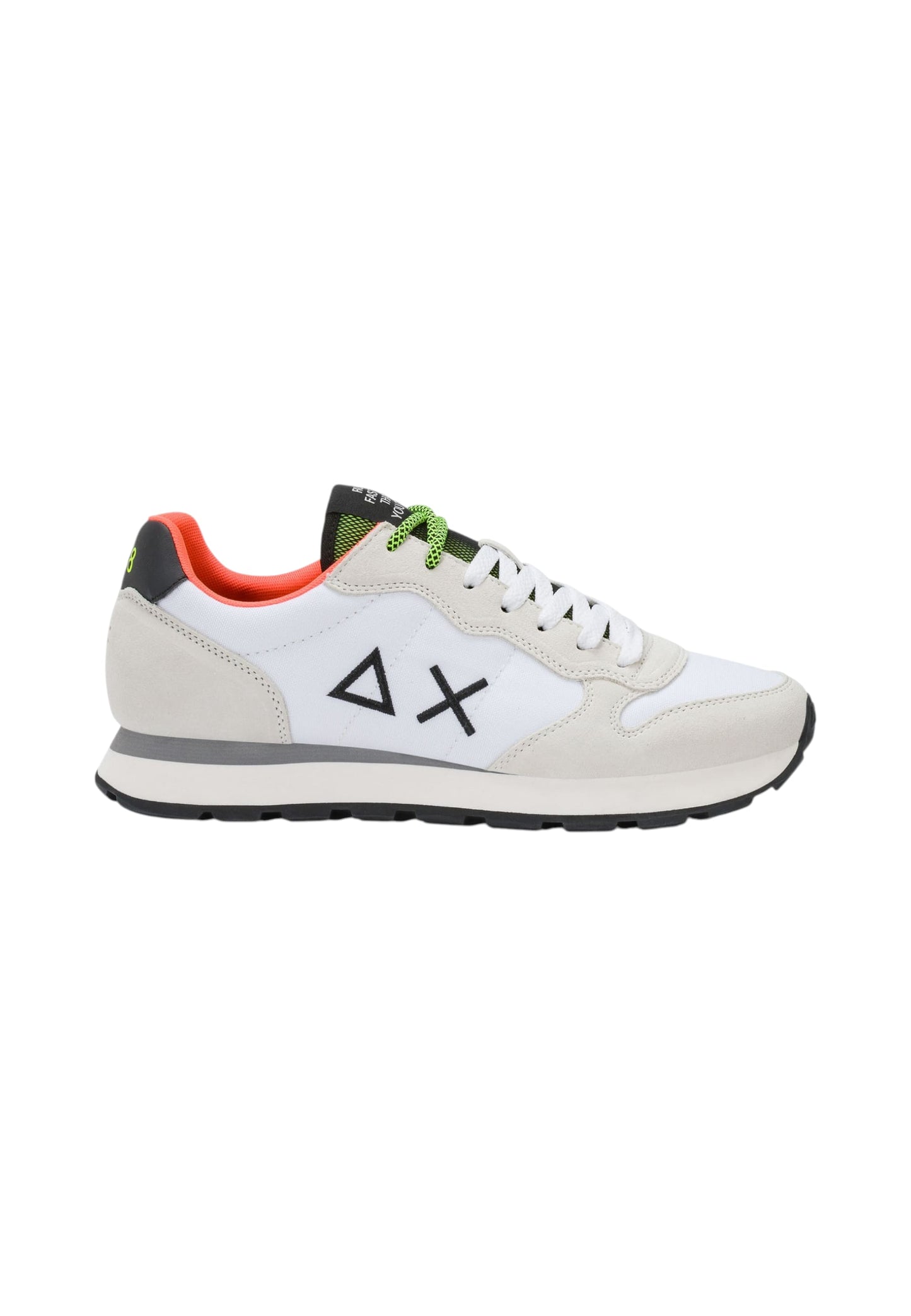 Sneakers Basse Uomo Sun68 Stile Running, Nylon E Suede, Dettagli Fluo, Logo Ricamato Tom Fluo Z46102