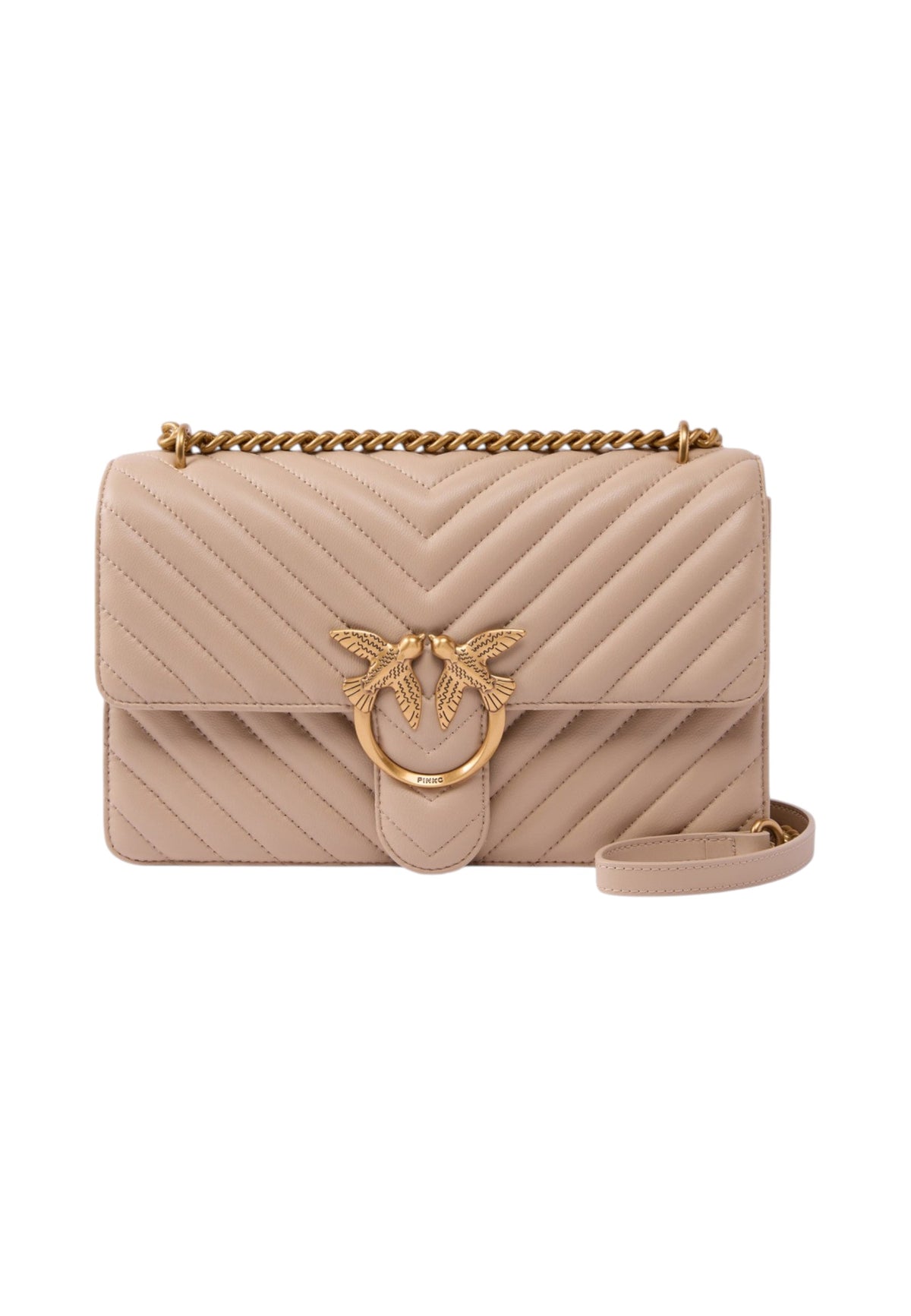 Borsa A Tracolla Donna Pinko Lavorazione Chevron, fibbia Love Birds, tracolla a catena, misure 27 x 8 x 16 cm Love One Classic Chevron 100941A0GK
