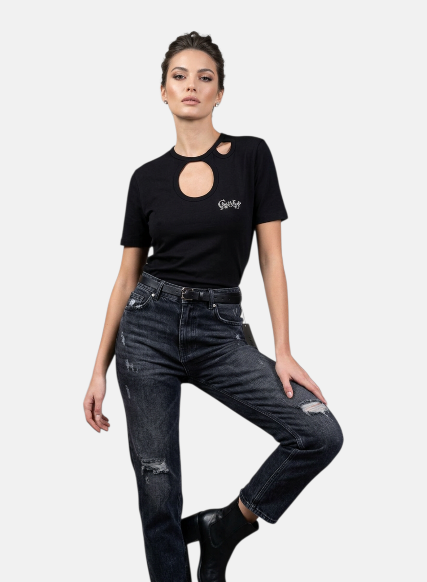 T-Shirt Manica Corta Donna Gaelle Con Dettaglio Aperture Sul Davanti  GAABW00694