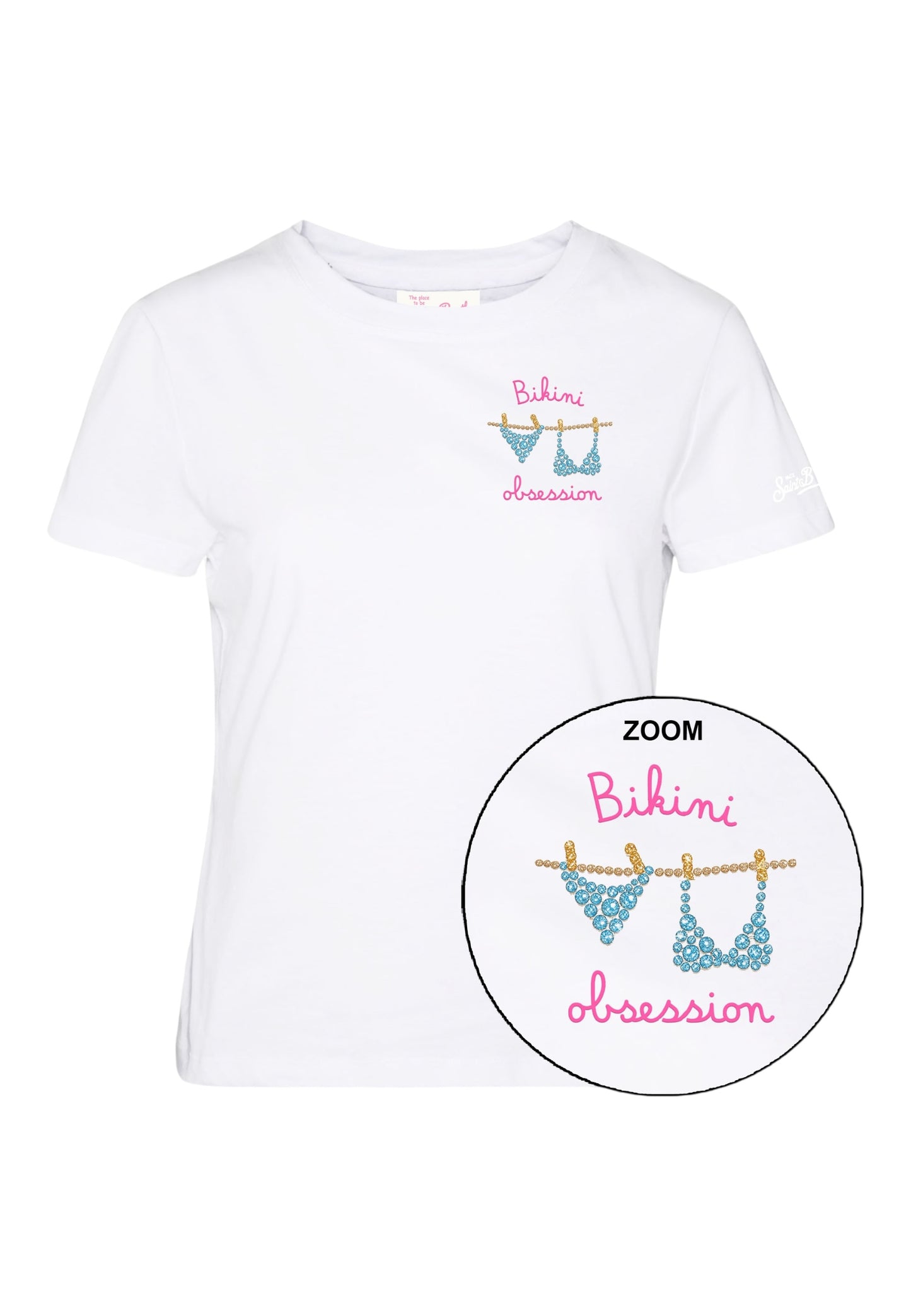 T-Shirt Manica Corta Donna Mc2 Saint Barth Bikini Obsession Strass Emb Emilie EMI0001