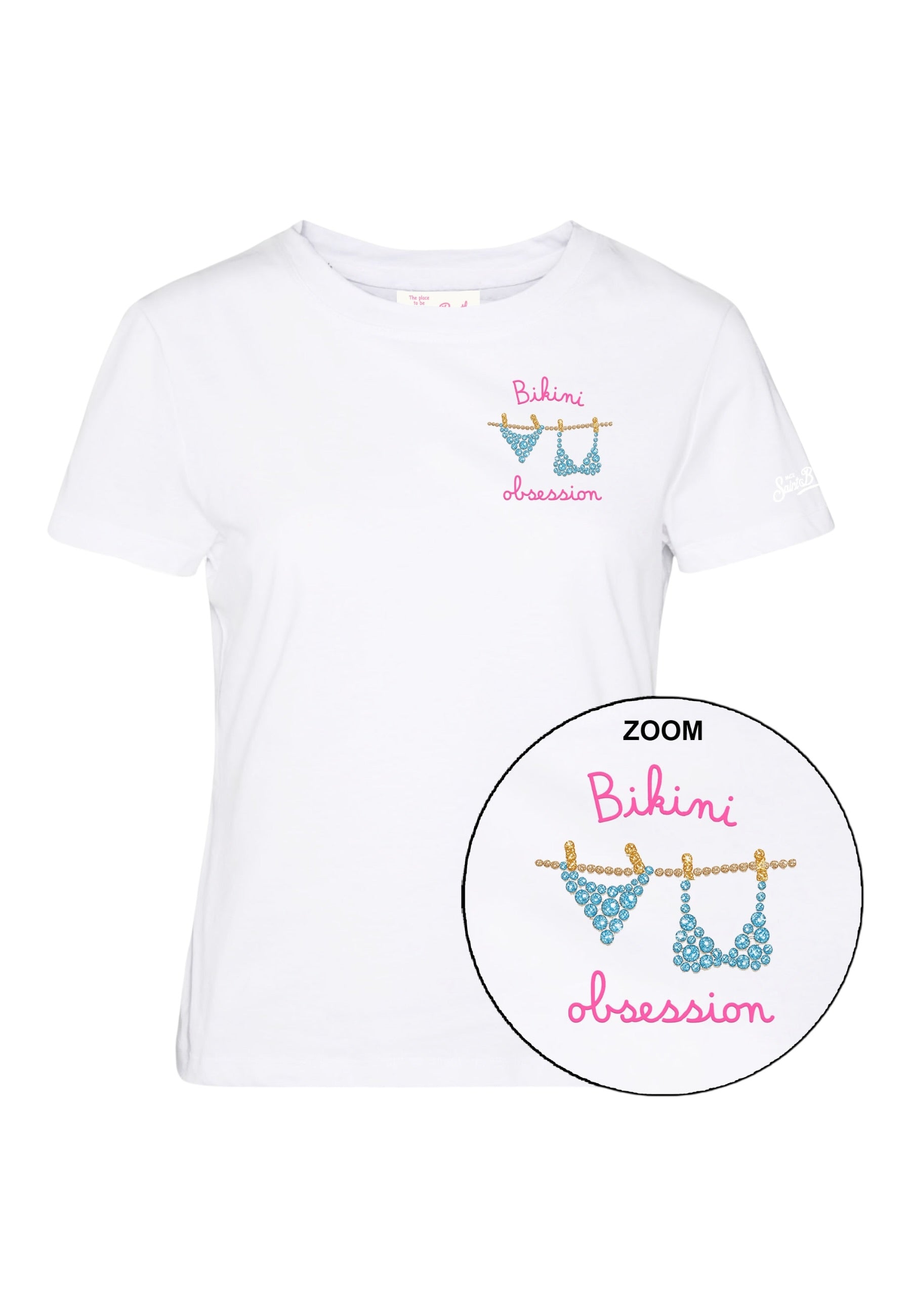 T-Shirt Manica Corta Donna Mc2 Saint Barth Bikini Obsession Strass Emb Emilie EMI0001