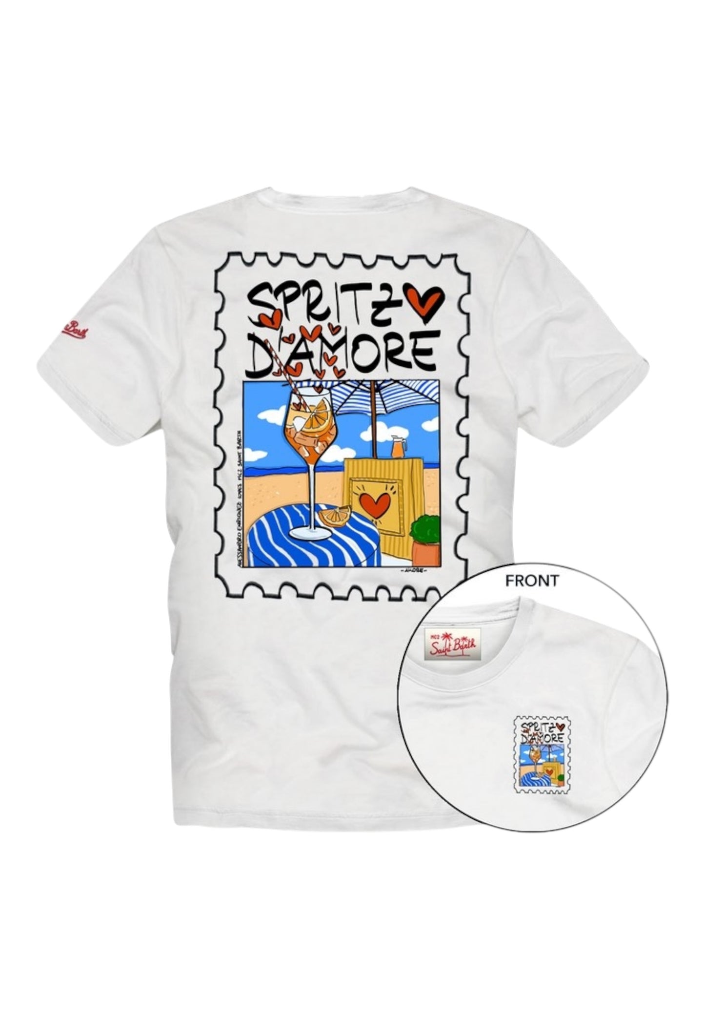 T-Shirt Manica Corta Uomo Mc2 Saint Barth Stampa/Ricamo Fronte E Retro Spritz Amore Portland PRL0002