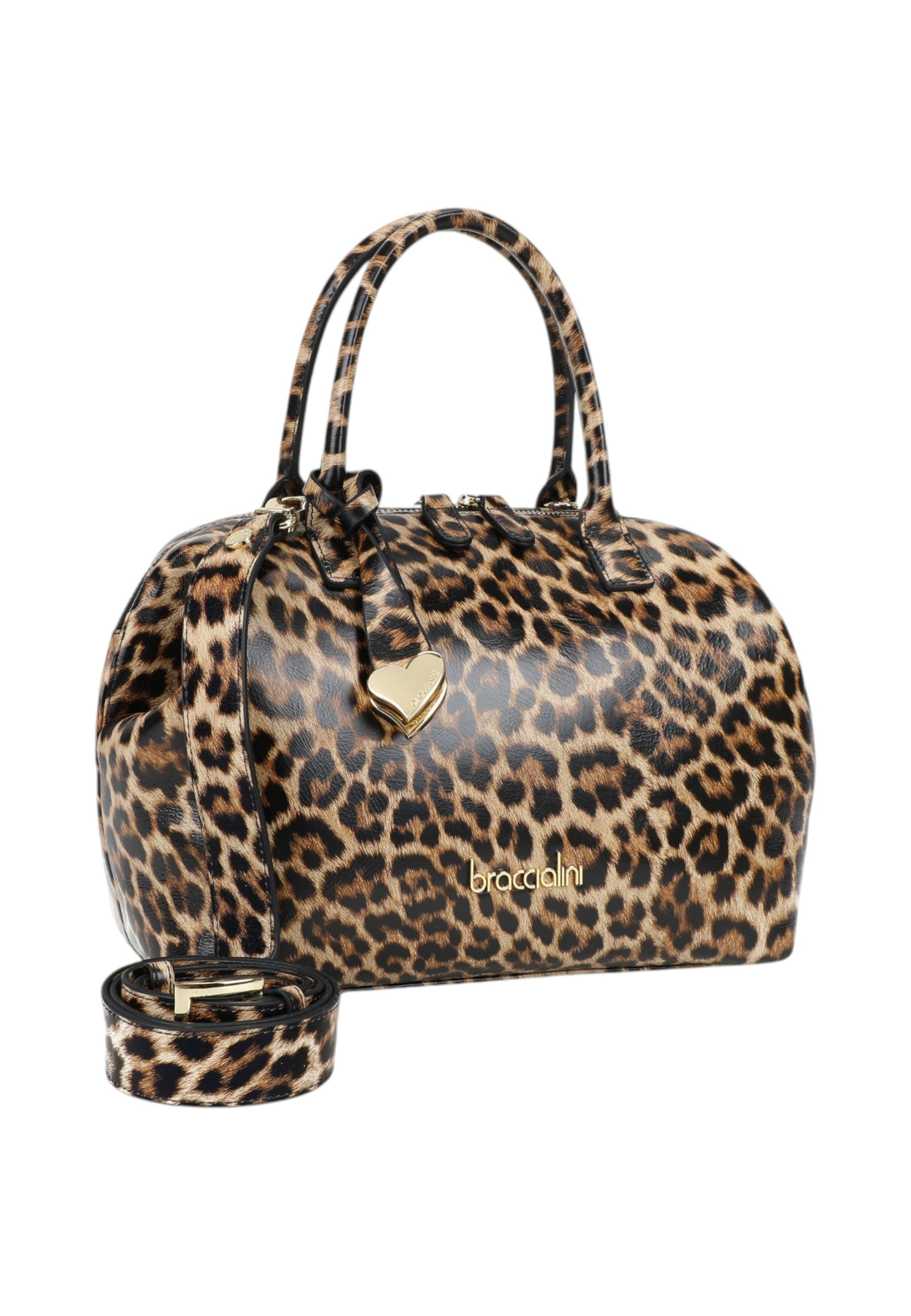 Borsa A Mano Donna Braccialini Bauletto In Pelle Con Stampa Leopard Michelle B19015PP