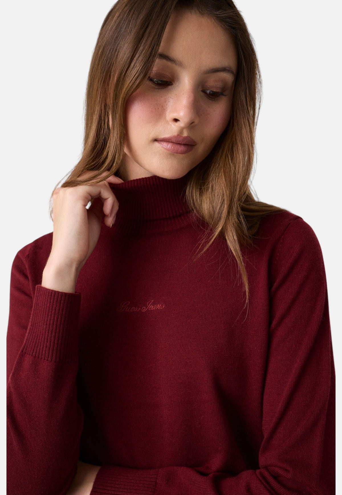 Maglione Collo Alto Donna Guess Logo ricamato Gj W6BR03Z1246