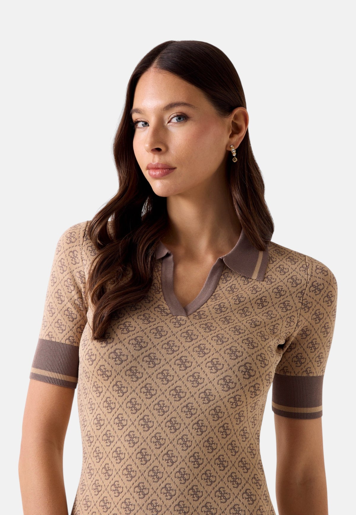 Vestito Corto Donna Guess In Maglia, Manica corta, Logo 4G Lise W6YK32Z0963