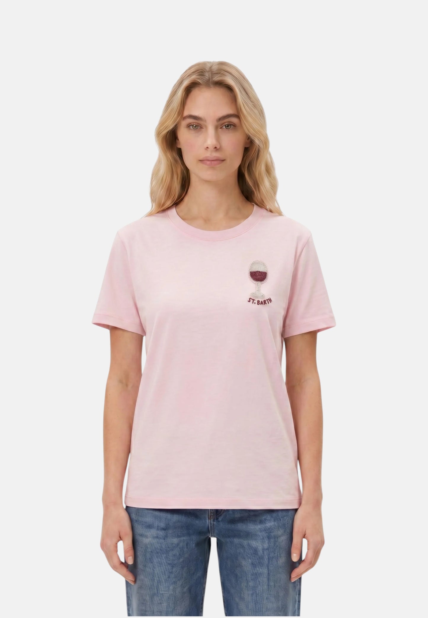 T-Shirt Manica Corta Donna Mc2 Saint Barth Sb Wine Beads Emb Emilie EMI0001