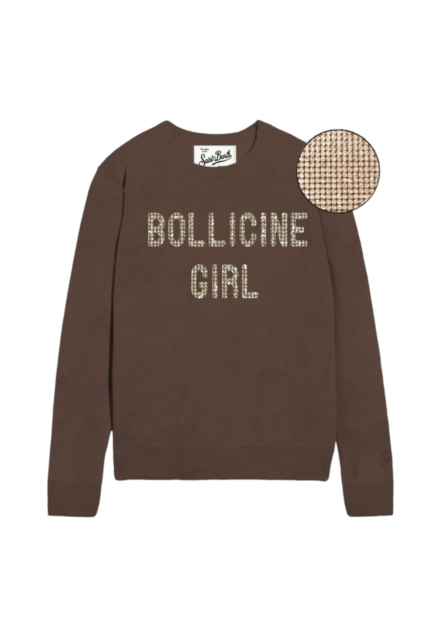 Maglione A Girocollo Donna Mc2 Saint Barth Bollicine Girl Strass New Queen Alpaca QUE0033