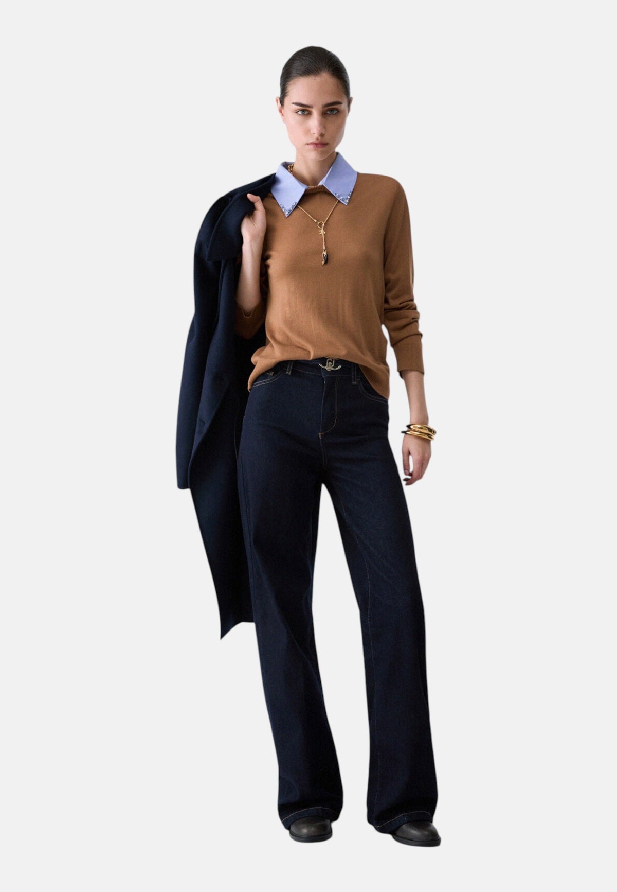 Maglia A Girocollo Donna Liu Jo Con Colletto A Camicia A Contrasto  WF6452MA16R