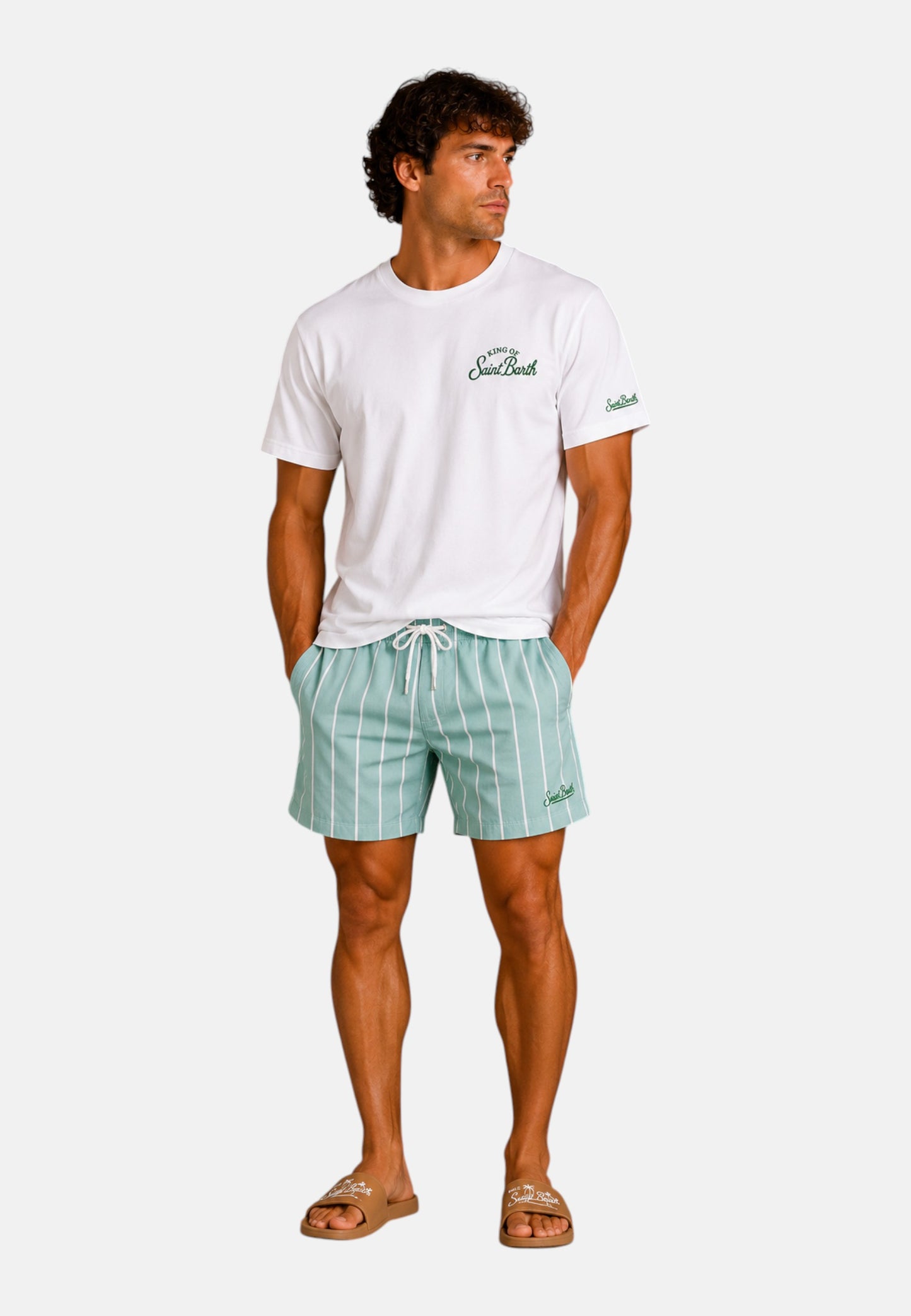T-Shirt Manica Corta Uomo Mc2 Saint Barth Stampa/Ricamo Fronte E Retro Snoopy King Portland PRL0002