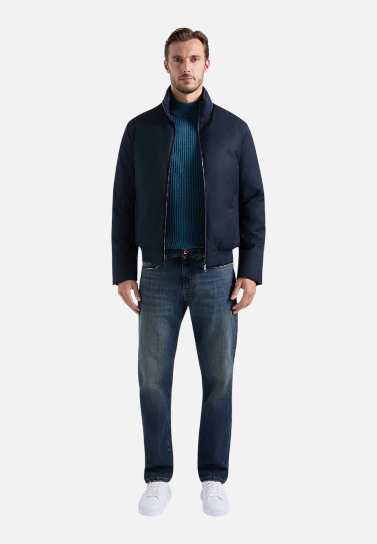 Maglia Collo Alto Uomo Harmont & Blaine Misto cotone e lana, Lavorazione 3D sul davanti, Regular Fit, Finiture a costine, Logo Harmont & Blaine  HRR957030788