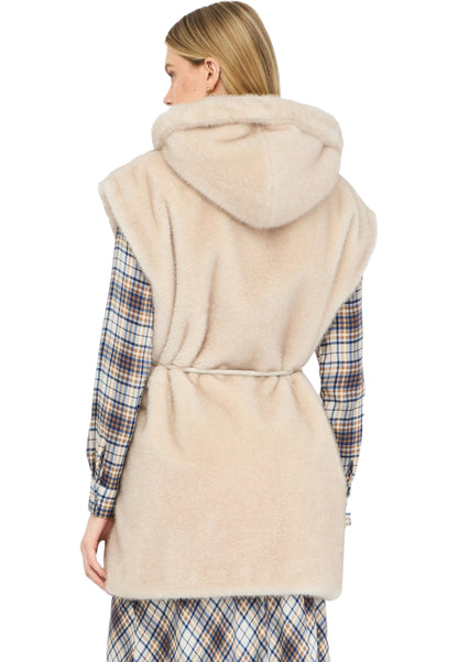 Gilet Con Cappuccio Donna Liu Jo In Pelliccia Sintetica  MF5364E1044
