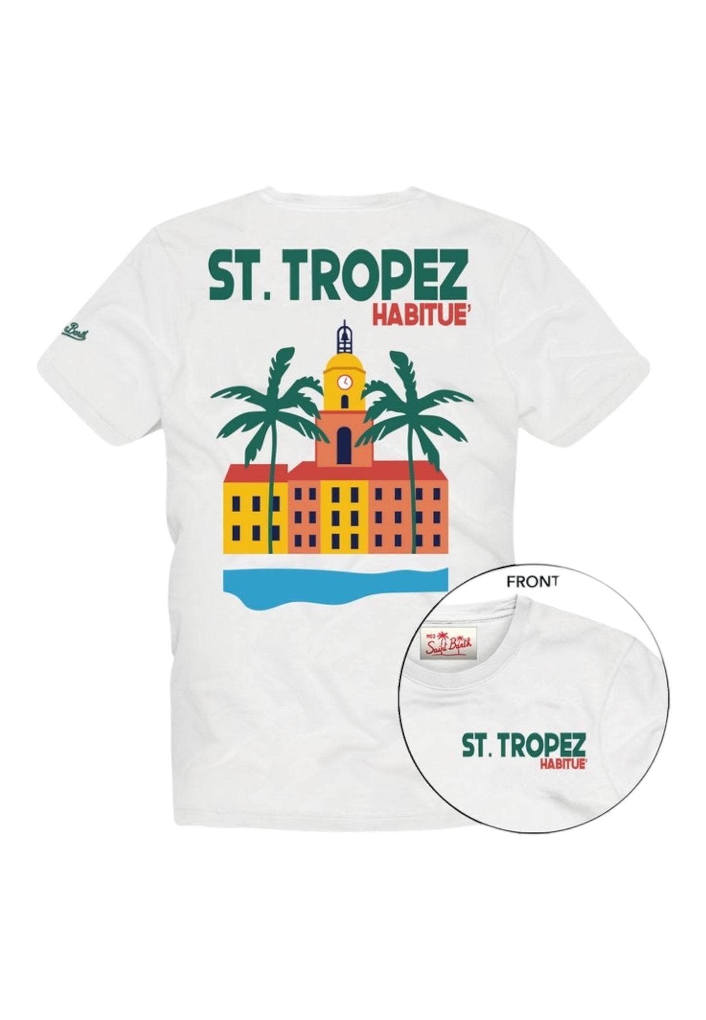 T-Shirt Manica Corta Uomo Mc2 Saint Barth Stampa/Ricamo Fronte E Retro St Tropez Summer Portland PRL0002