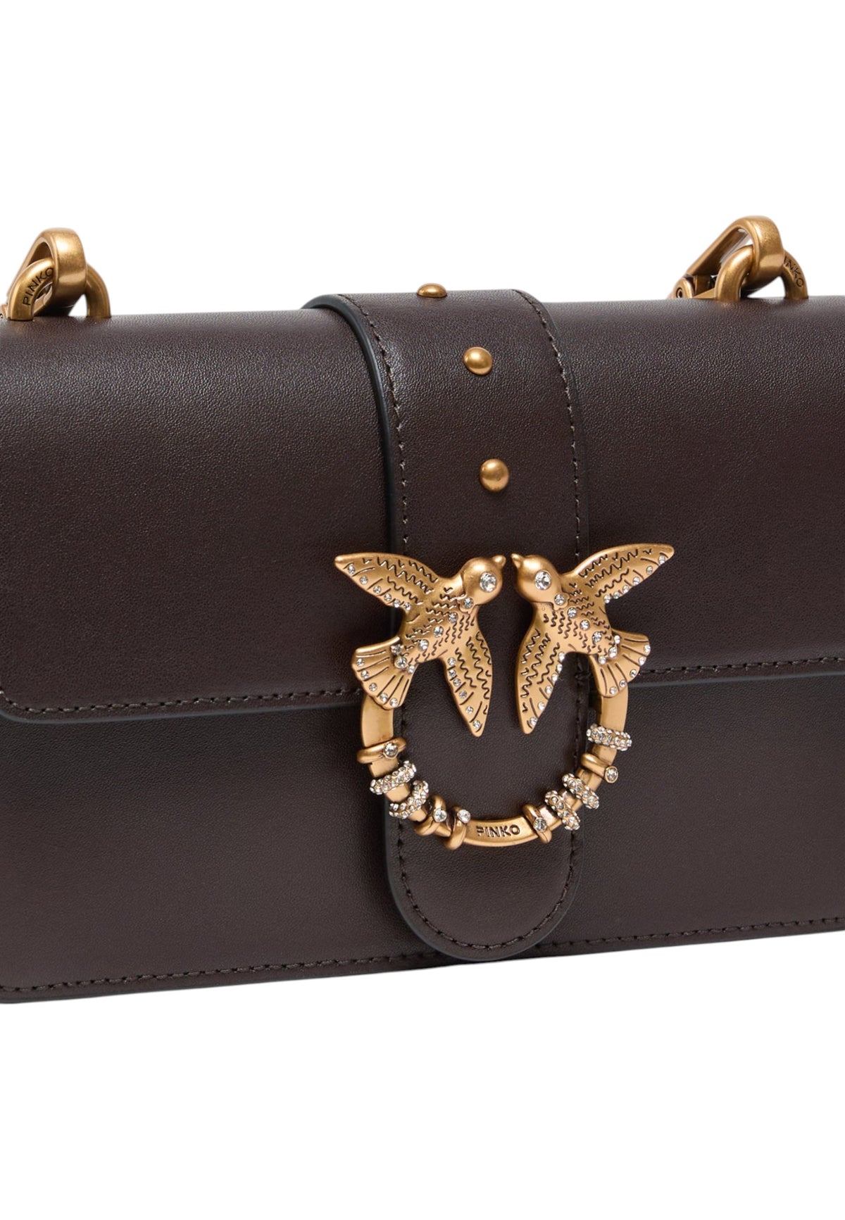 Borsa A Tracolla Donna Pinko Pelle di vitello, formato mini, nuova fibbia Love Birds, tracolla a catena, misure 22 x 7 x 13 cm Love One Mini New Buckle 107071A0F1