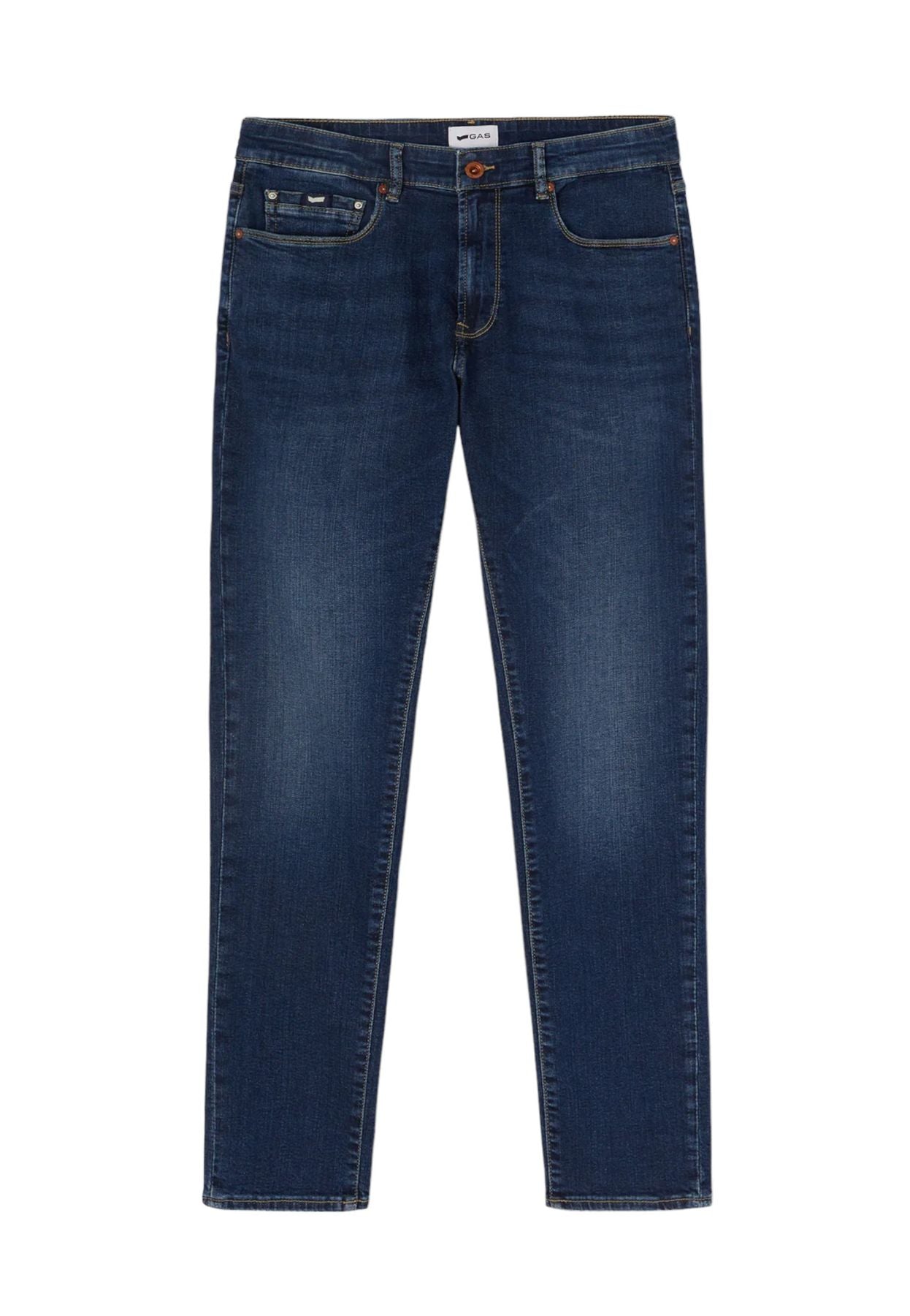 Jeans  Uomo Gas Skinny Fit Blue Denim Str 10 1/2 Oz Sax Zip Rev 351450030789
