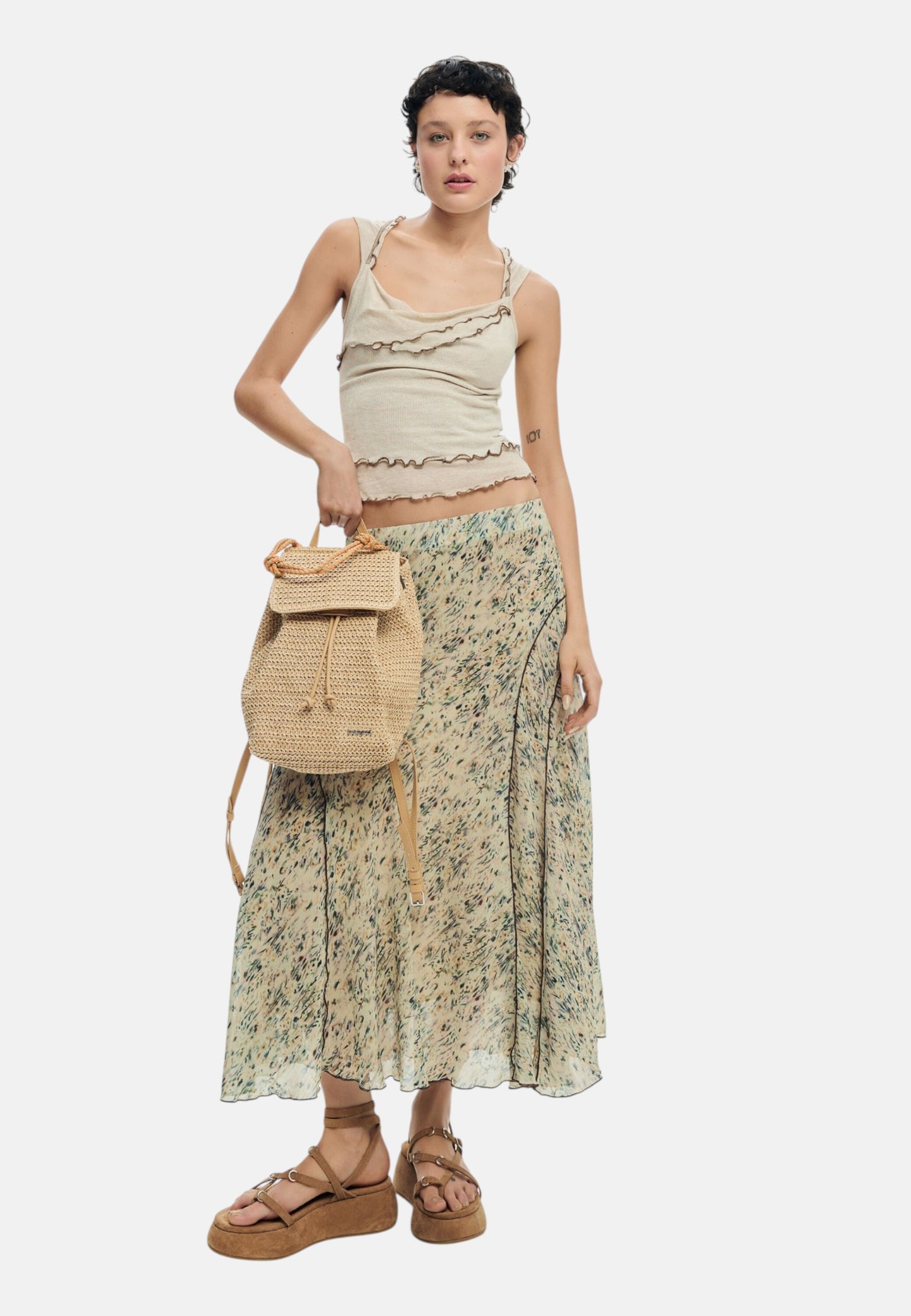 Zaino  Donna Desigual Con Patta Half Logo Raffia Luena Mini 26SAKO01