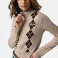 Cardigan  Donna Guess Collo lupetto, Zip intera, Motivo argyle Gj W6BR10Z1253