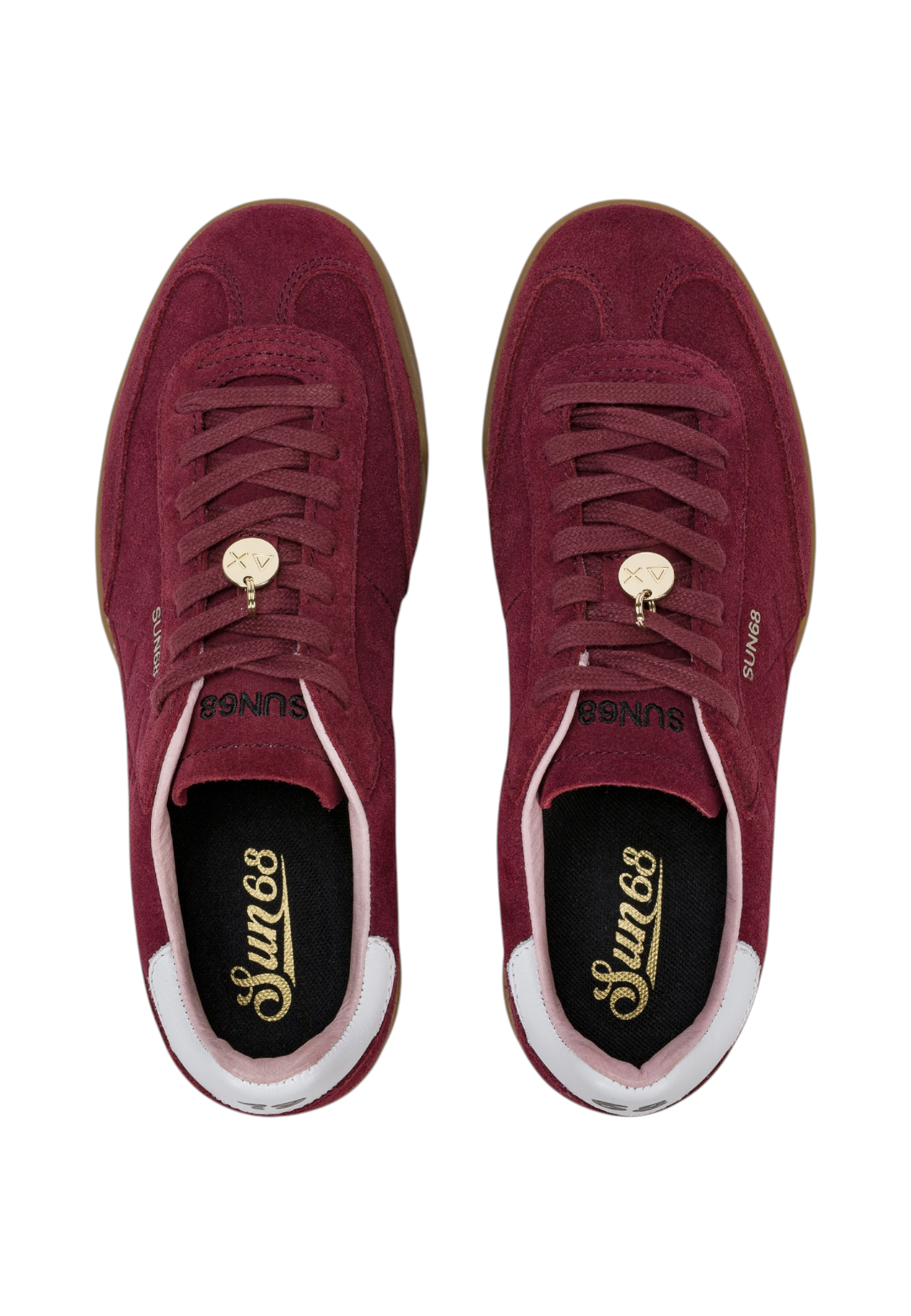 Sneakers Basse Donna Sun68 Stile Tennis, Suede, Logo Traforato, Charm Logato California Sun Woman Z46253