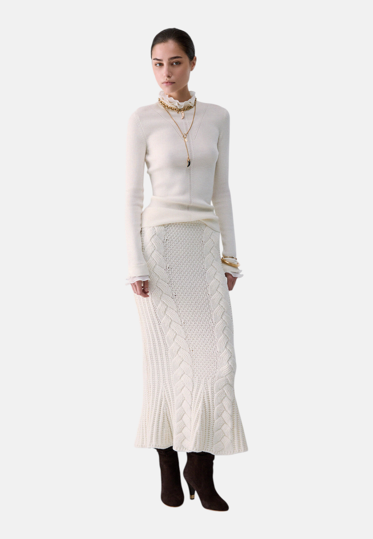 Maglia Collo Alto Donna Liu Jo A Costine Con Volant Sulle Maniche  CF6043MA82O