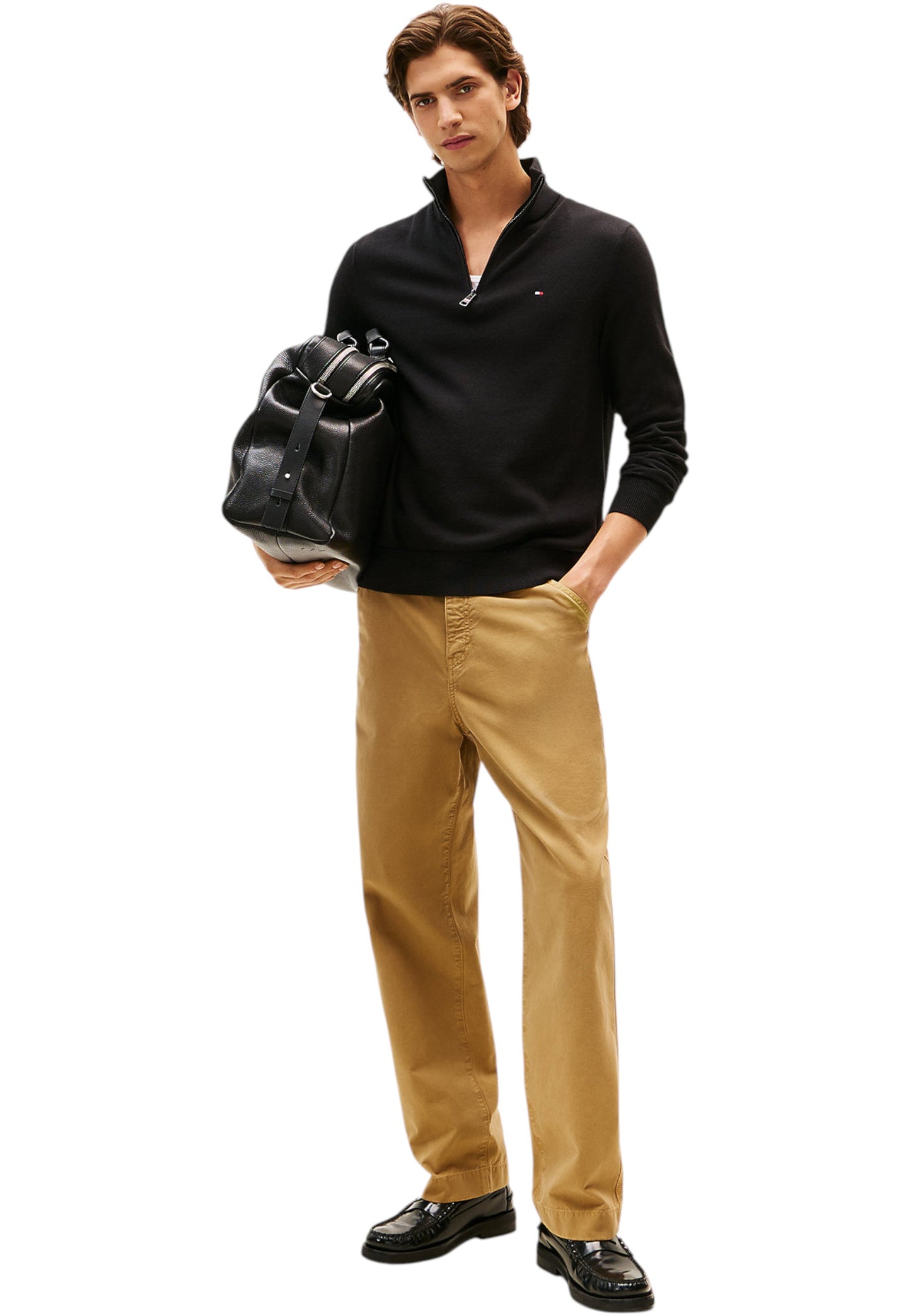 Maglione Collo Alto Uomo Tommy Hilfiger Con Mezza Zip Organic Cotton Cashmere Pima MW0MW28049