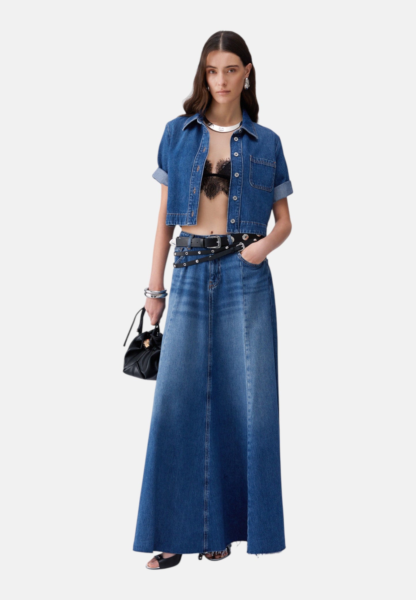Gonna Lunga Donna Liu Jo In Denim Fluido  UA6171D0319