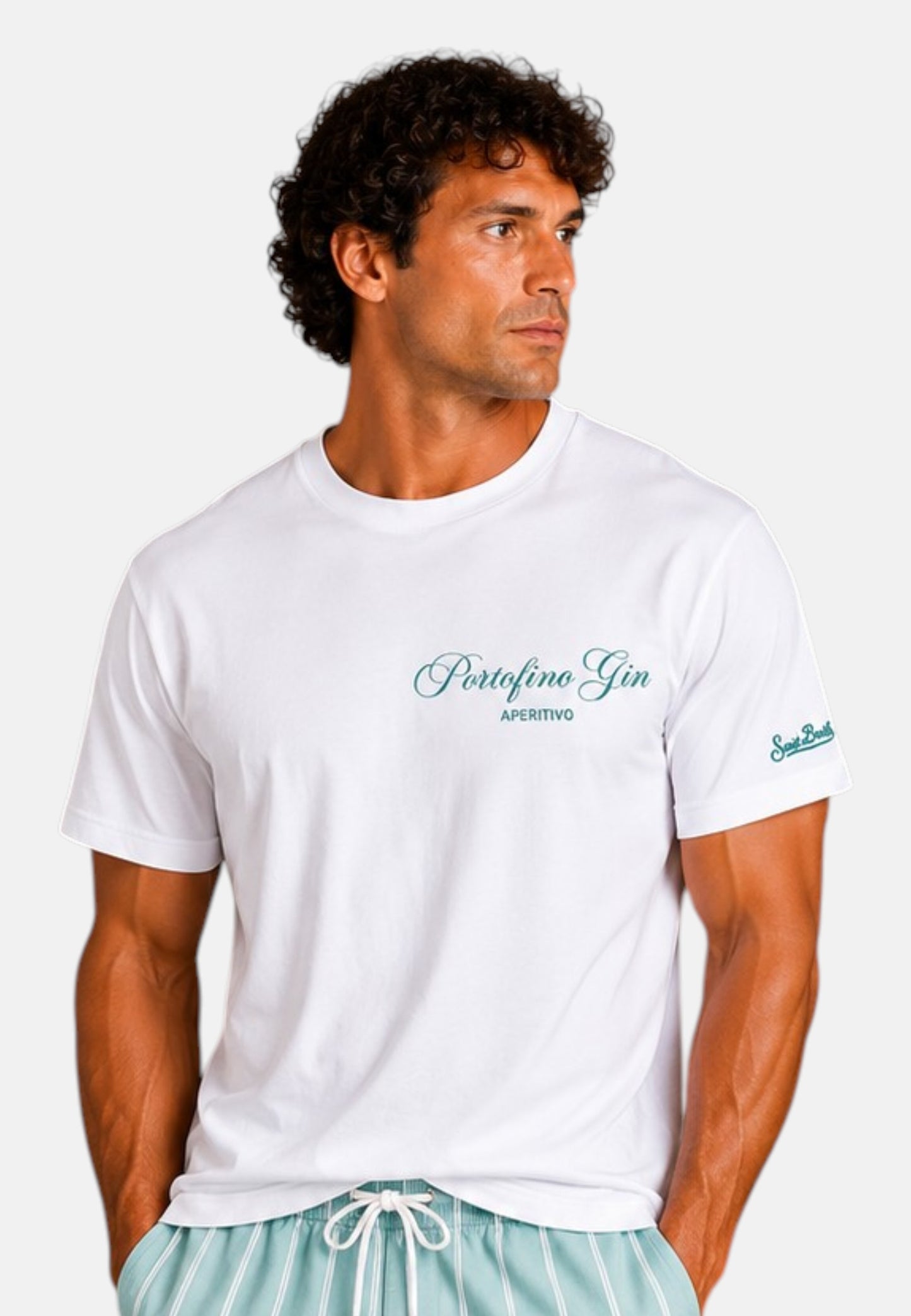 T-Shirt Manica Corta Uomo Mc2 Saint Barth Stampa/Ricamo Fronte E Retro Portofino In Piazzetta Portland PRL0002