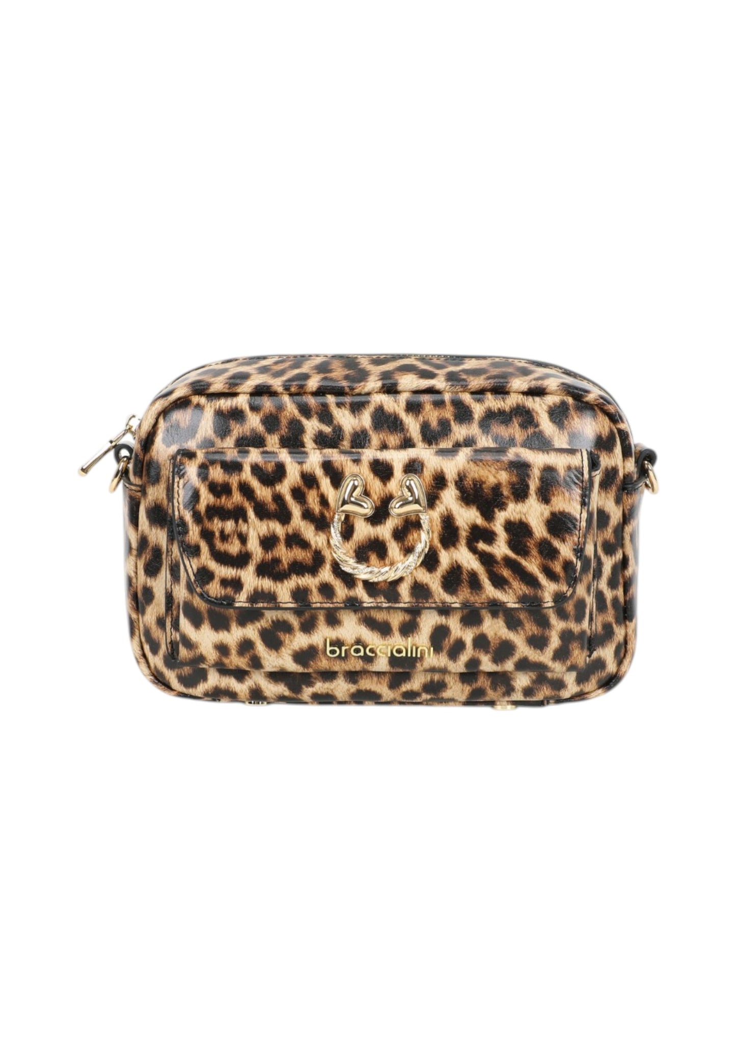 Borsa A Tracolla Donna Braccialini In Pelle Stampa Leopard Con Anello Decorativo Intrecciato Dolly B19097PP