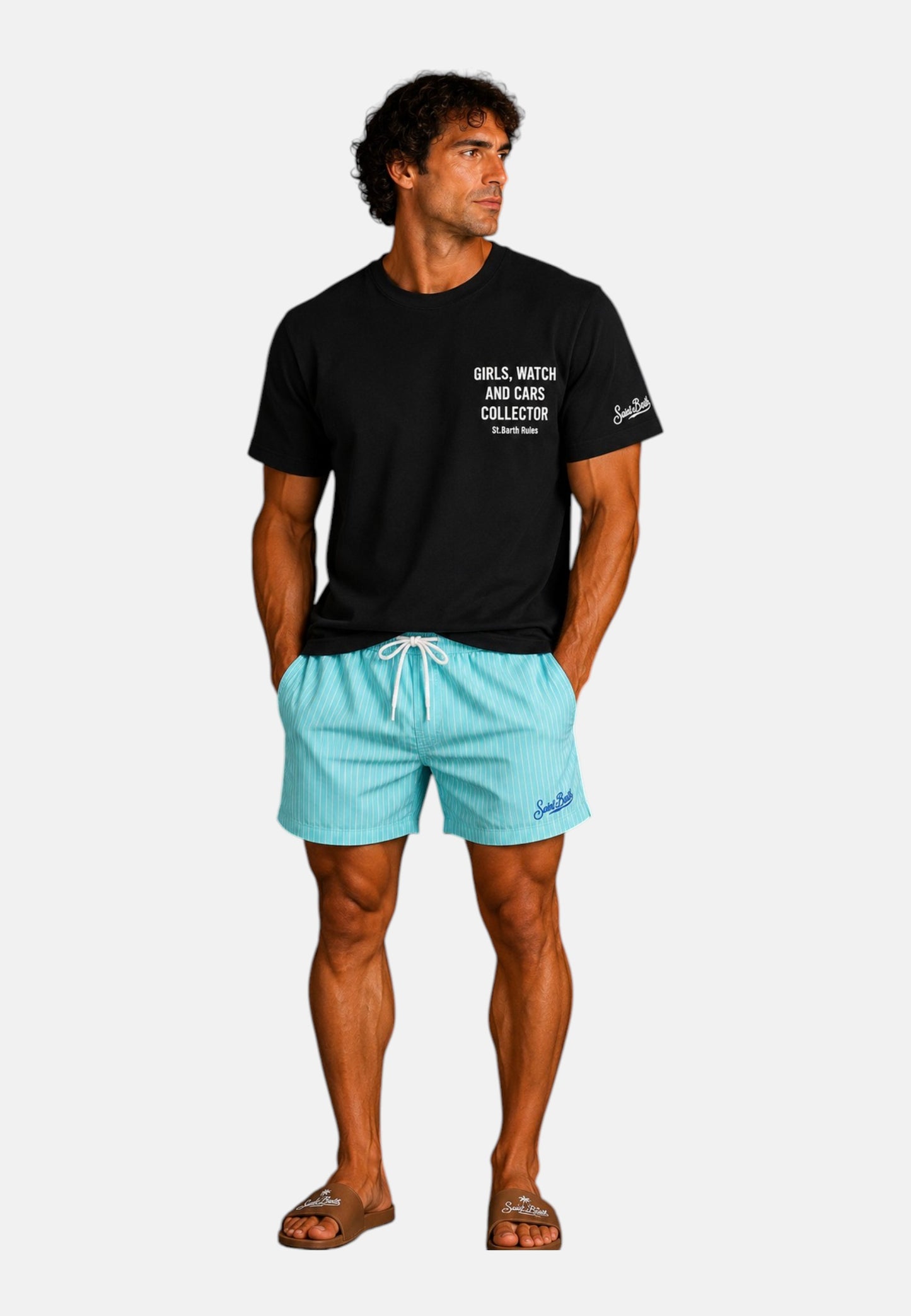 T-Shirt Manica Corta Uomo Mc2 Saint Barth Stampa/Ricamo Fronte E Retro Collector Portland PRL0002