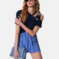 T-Shirt Manica Corta Donna Liu Jo Con Patch Strass Eco Line CA6160JS088