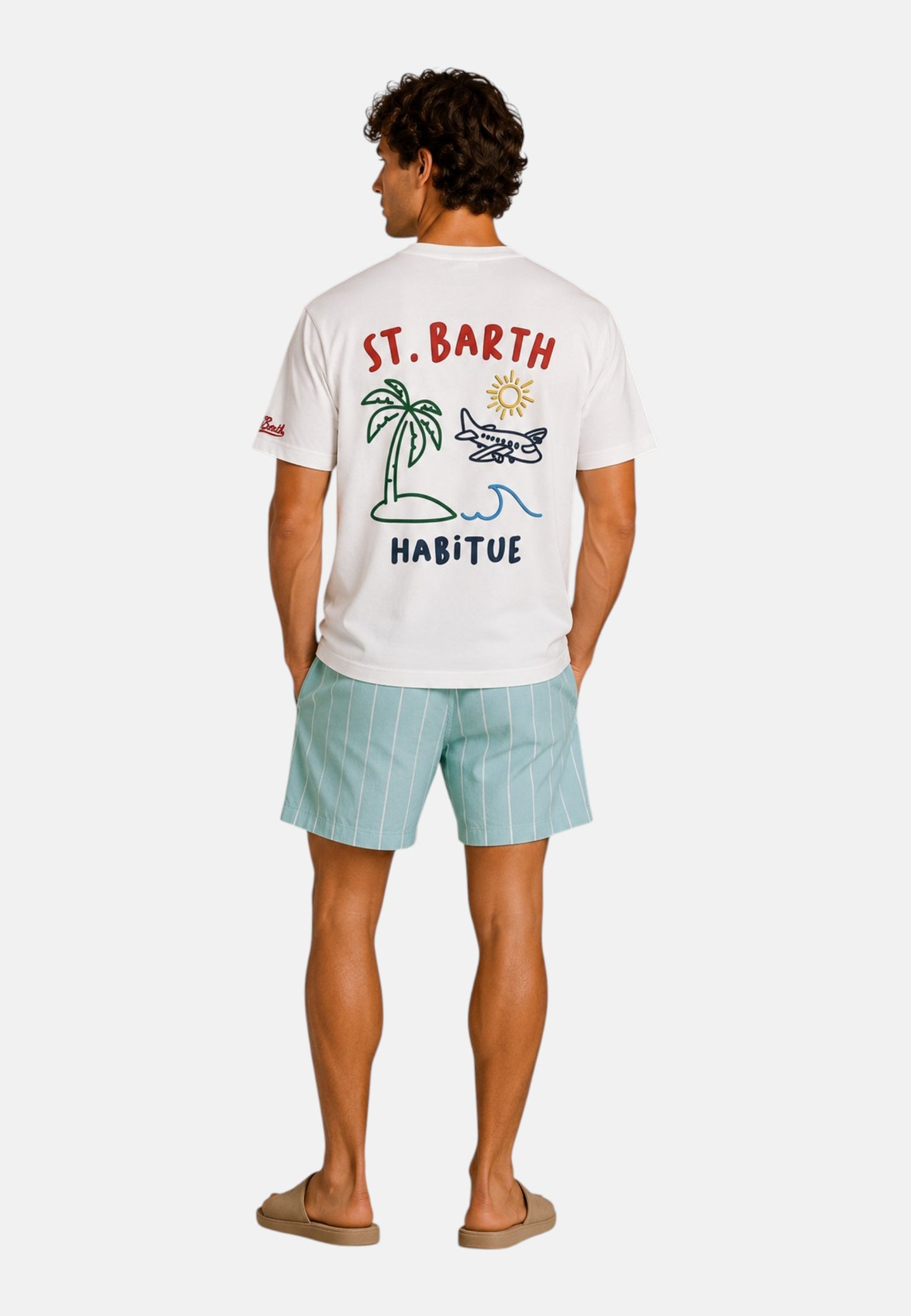 T-Shirt Manica Corta Uomo Mc2 Saint Barth Stampa/Ricamo Fronte E Retro St Barth Summer Emb Portland PRL0002