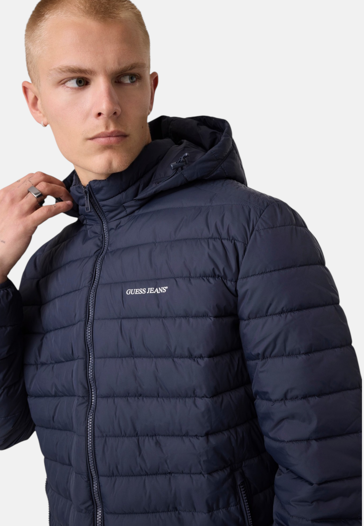 Piumino Corto Uomo Guess Imbottito, Con Cappuccio Gj Paneled M6YL06W2646